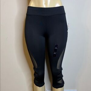 Material Girl Active Black Mesh Panel Crop Leggings Size S